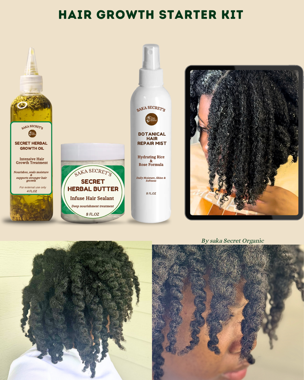 Growth Oil, Hair Butter & Repair Mist set