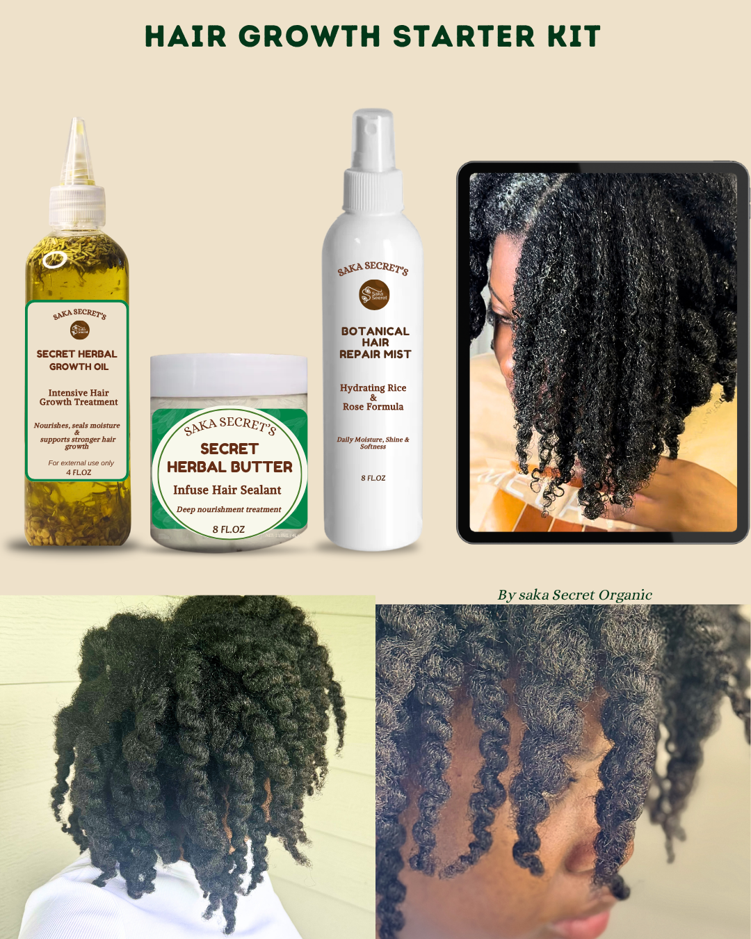 Growth Oil, Hair Butter & Repair Mist set